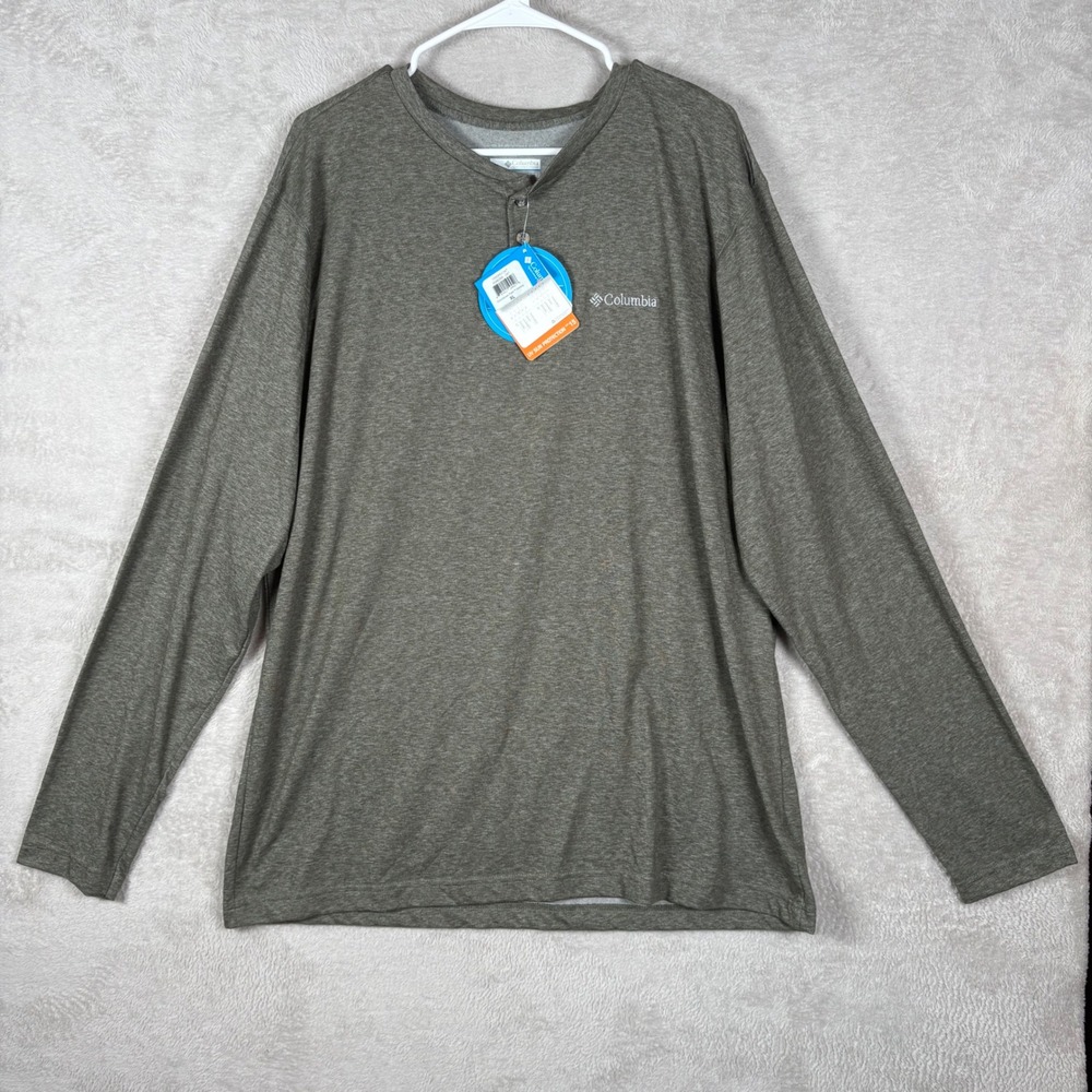 Columbia Thistletown Park Henley Mens XL Green Heathered Omni-Wick Hiking NEW